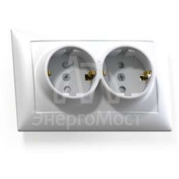 Розетка 2-м СП Селена РС16-401 защ. шторки с заземл. бел. Кунцево 8122
