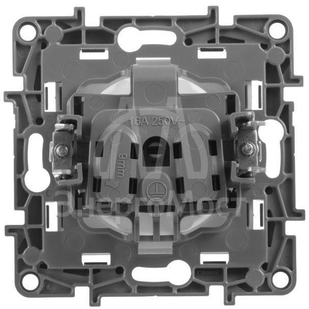 Механизм розетки 1-м СП Etika 2К 16А защ. шторки без заземл. винт. зажимы антрацит Leg 672634