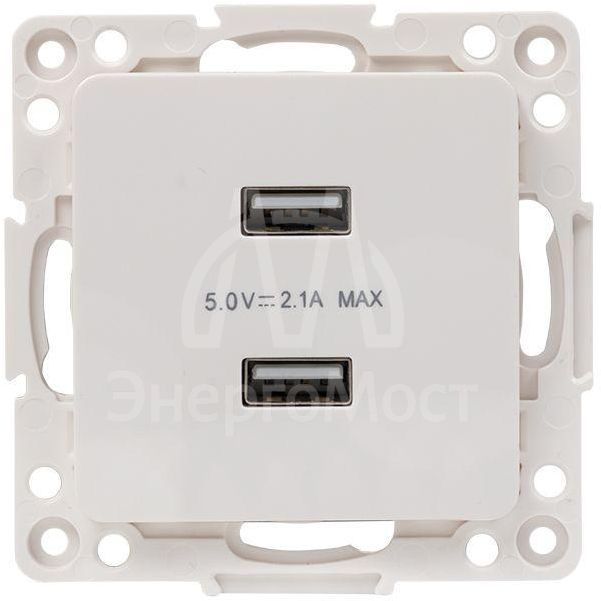 Механизм розетки USB 2-м Стокгольм 2.1А бел. PROxima EKF EYR16-028-10-2USB