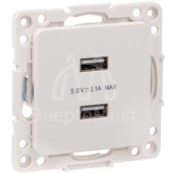 Механизм розетки USB 2-м Стокгольм 2.1А бел. PROxima EKF EYR16-028-10-2USB