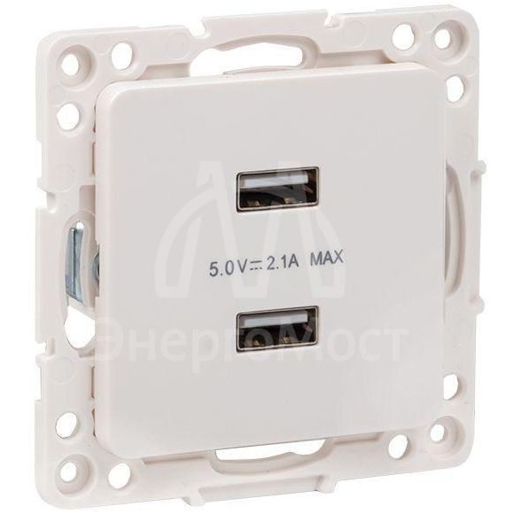 Механизм розетки USB 2-м Стокгольм 2.1А бел. PROxima EKF EYR16-028-10-2USB
