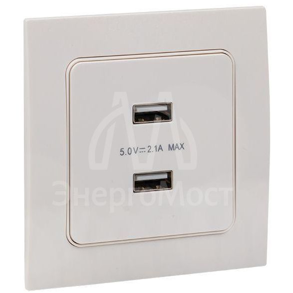 Механизм розетки USB 2-м Стокгольм 2.1А бел. PROxima EKF EYR16-028-10-2USB