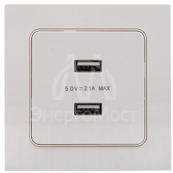 Механизм розетки USB 2-м Стокгольм 2.1А бел. PROxima EKF EYR16-028-10-2USB