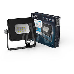 Прожектор светодиодный Qplus ДО 10Вт 6500К IP65 1000лм 200-240В черн. GAUSS 613511310