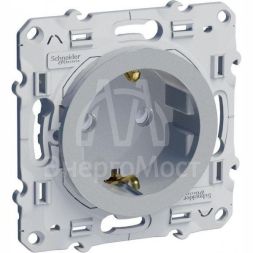 Механизм розетки 1-м СП Odace защ. шторки с заземл. алюм. SchE S53R037