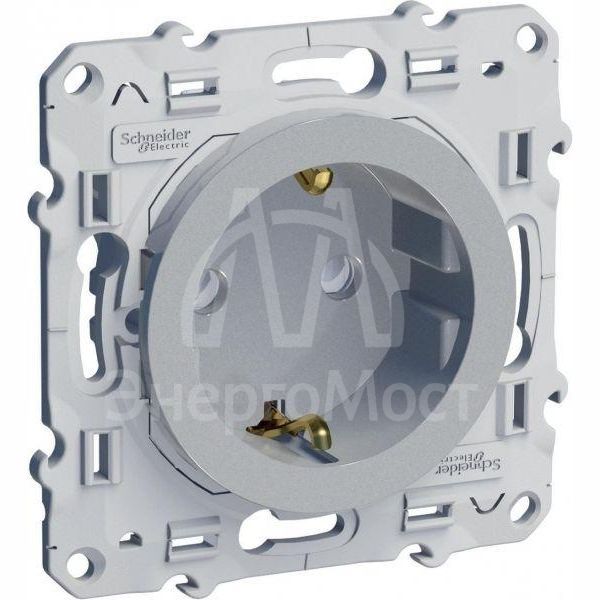Механизм розетки 1-м СП Odace защ. шторки с заземл. алюм. SchE S53R037