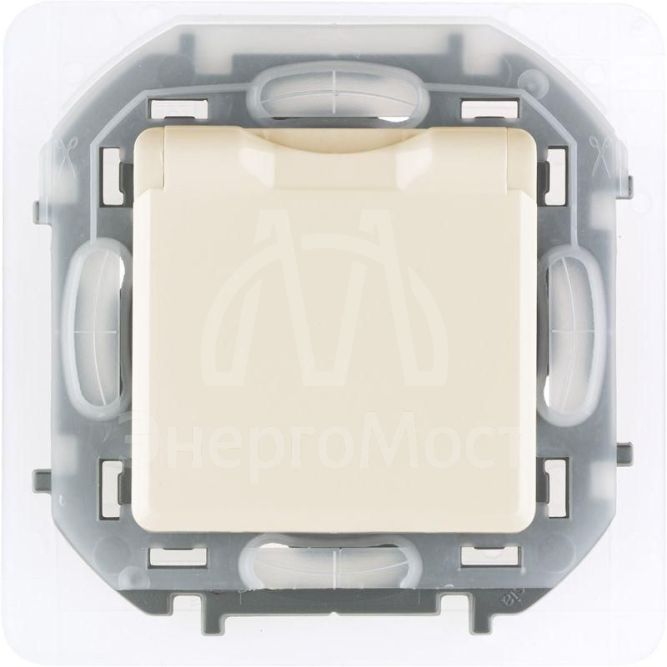 Розетка 1-м СП Inspiria 16А IP44 250В 2P+E защ. шторки с крышкой немецк. стандарт сл. кость Leg 673741