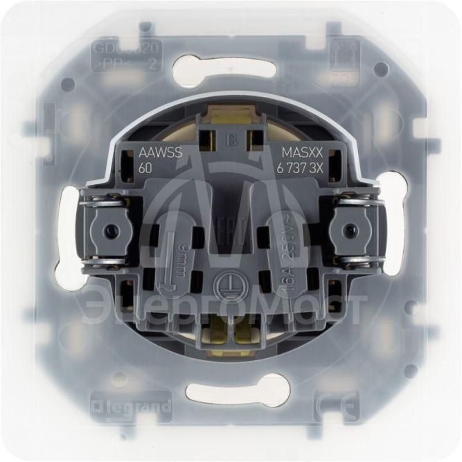 Розетка 1-м СП Inspiria 16А IP44 250В 2P+E защ. шторки с крышкой немецк. стандарт сл. кость Leg 673741