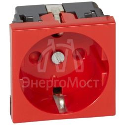 Механизм розетки 1-м СП Mosaic New 2мод. с заземл. красн. Leg 077214