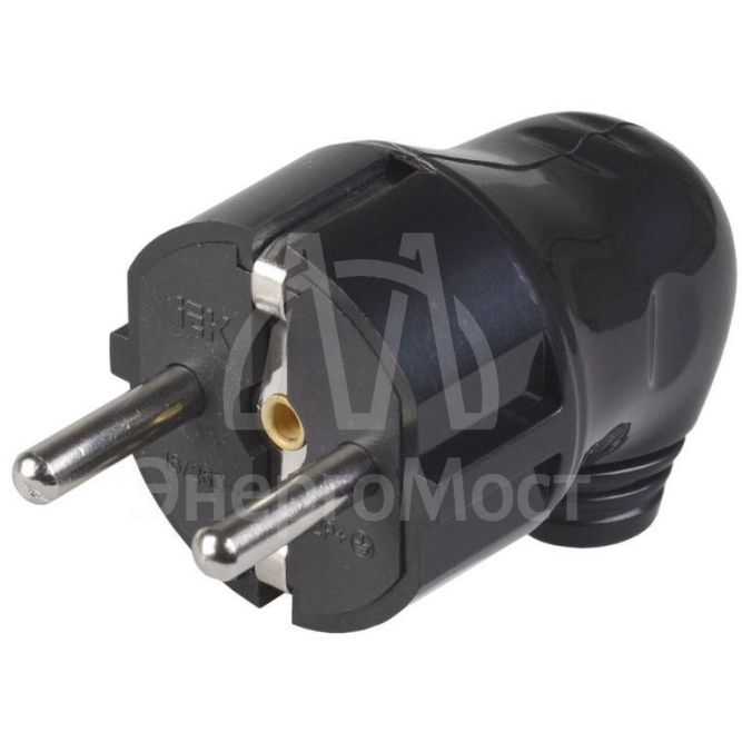 Вилка угловая ВПу11-02-Ст разборная с заземл. 16А черн. IEK EVP11-16-01-K02