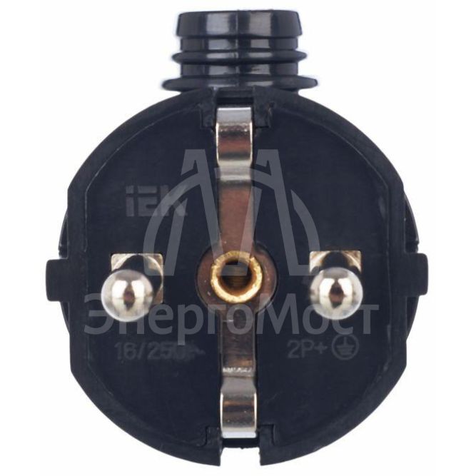 Вилка угловая ВПу11-02-Ст разборная с заземл. 16А черн. IEK EVP11-16-01-K02