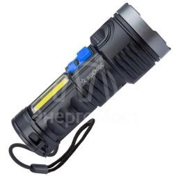 Фонарь ручной аккум. 3ВтLED+3ВтCOB Li-ion 18650 1200мА.ч корпус ABS-пластик индикатор USB-шнур КОСМОС KOS115Lit