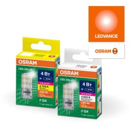 Лампа светодиодная LED G4 Value LVPIN40 4W/940 CRI95 4Вт 4000К 460лм капсульная прозр. G4 12-12В OSRAM 4610590510276