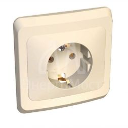Розетка 1-м СП Этюд 16А с заземл. крем. SchE PC16-003K