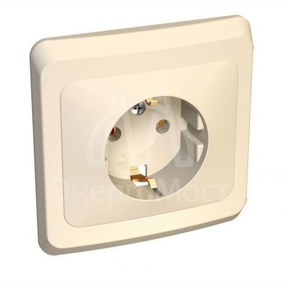 Розетка 1-м СП Этюд 16А с заземл. крем. SchE PC16-003K