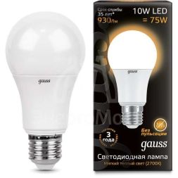 Лампа светодиодная Black A60 10Вт E27 3000К Gauss 102502110
