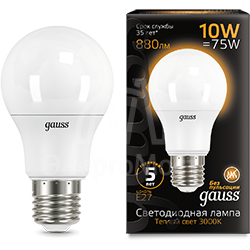 Лампа светодиодная Black A60 10Вт E27 3000К Gauss 102502110