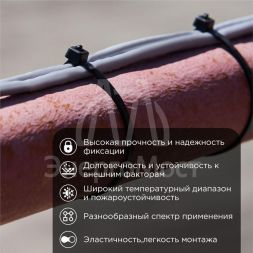 Хомут кабельный 7.6х250 нейл. черн. (уп.100шт) Rexant 07-0253