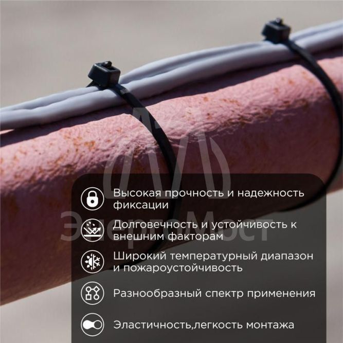 Хомут кабельный 7.6х250 нейл. черн. (уп.100шт) Rexant 07-0253