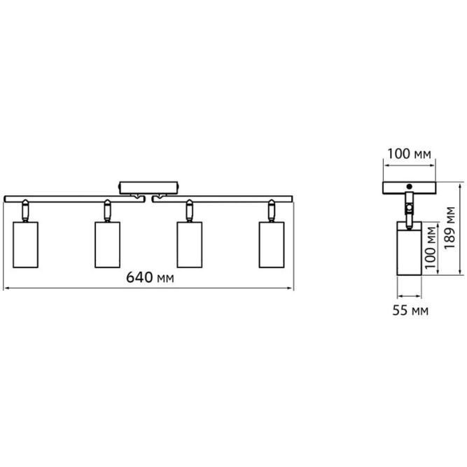 Светильник PCL-0504 4xGU10 IP20 230В BL настен./потолочн. декор. под лампу JazzWay 5066724