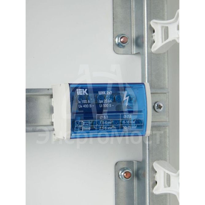 Шина на DIN-рейку в корпусе (кросс-модуль) ШНК 2х7 L+PEN IEK YND10-2-07-100