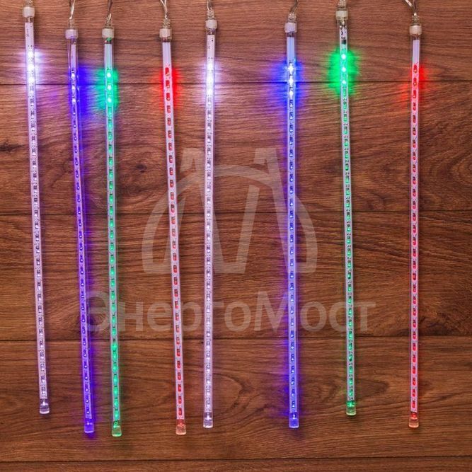 Электроукрашение &amp;quot;Тающая сосулька&amp;quot; 8х30LED 0.5м 220В IP44 мульти.; черн. провод NEON-NIGHT 256-319-6