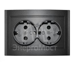 Розетка 2-м СП Бриллиант 16А IP20 с заземл. в сборе графит Universal 7947533-Gr