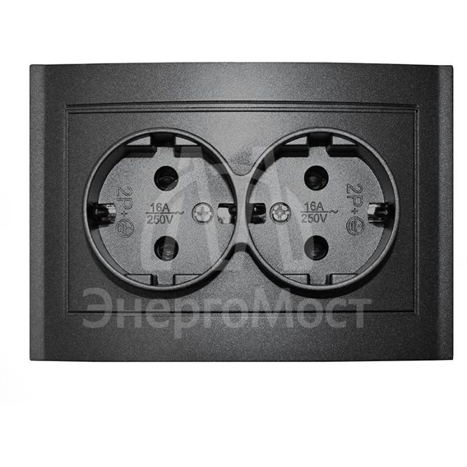 Розетка 2-м СП Бриллиант 16А IP20 с заземл. в сборе графит Universal 7947533-Gr