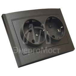 Розетка 2-м СП Бриллиант 16А IP20 с заземл. в сборе графит Universal 7947533-Gr