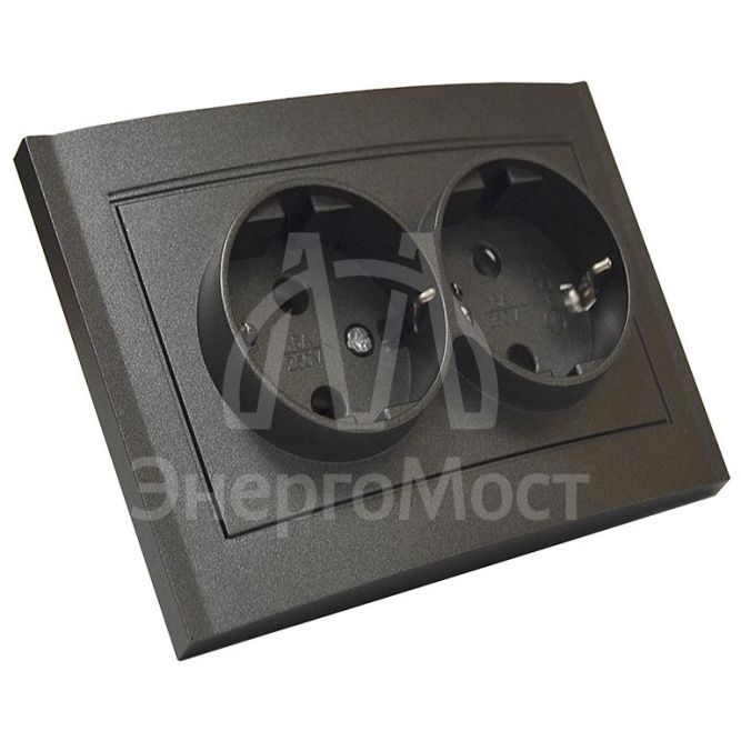 Розетка 2-м СП Бриллиант 16А IP20 с заземл. в сборе графит Universal 7947533-Gr