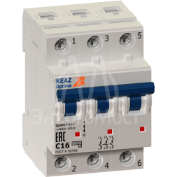Выключатель автоматический модульный 3п C 6А 6кА OptiDin BM63-3C6-УХЛ3 КЭАЗ 260803