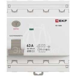 Выключатель дифференциального тока 4п 63А 300мА тип AC 6кА ВД-100N электромех. PROxima EKF E1046M63300