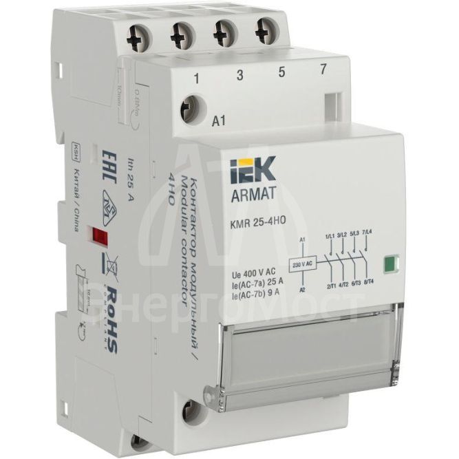 Контактор модульный KMR 25А 230В AC 4НО ARMAT IEK AR-KMR10-025-40-230