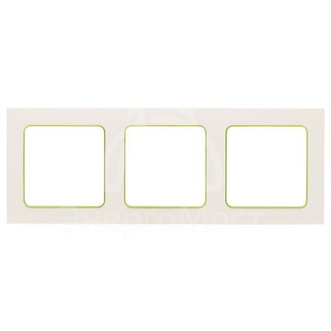 Рамка 3-м Стокгольм бел. с линией цвета зел. PROxima EKF EAM-G-302-10