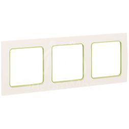 Рамка 3-м Стокгольм бел. с линией цвета зел. PROxima EKF EAM-G-302-10