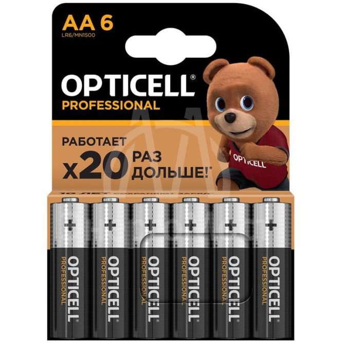 Элемент питания алкалиновый AA/LR6 (блист. 6шт) Professional Opticell 5052003