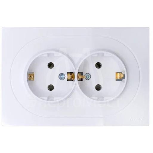 Розетка 2-м СП OSEN с заземл. ПБТ механизм бел. LEZARD 743-0200-127B