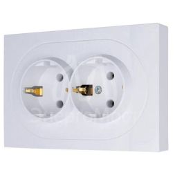 Розетка 2-м СП OSEN с заземл. ПБТ механизм бел. LEZARD 743-0200-127B