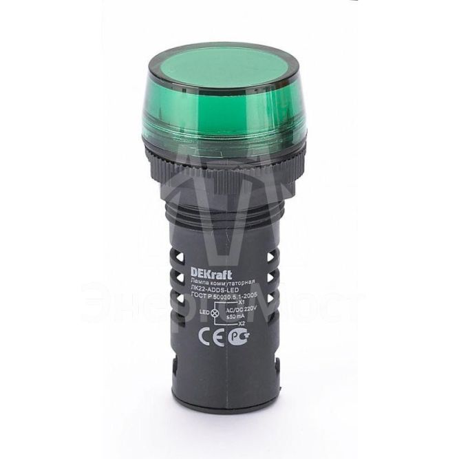 Лампа коммутац. ADDS 22мм LED 220В AC/DC ЛK-22 зел. SchE 25118DEK