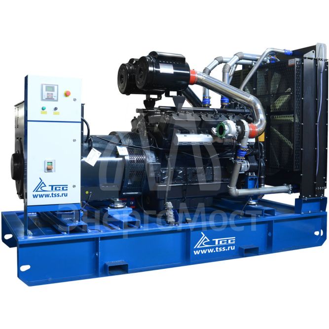 Дизельный генератор ТСС ЭД-500-Т400 в погодозащитном кожухе на прицепе