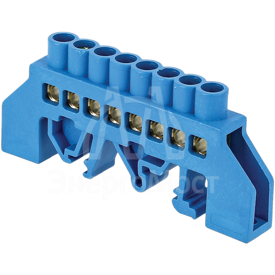 Шина нулевая N 8х12 10 отвер. латунь син. нейлоновый корпус комбинированный PROxima EKF sn0-125-10-dn