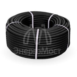 Труба гофрированная ПНД d16мм с протяжкой безгалоген. (HF) черн. (уп.100м) Строитель PR.021651