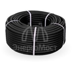 Труба гофрированная ПНД d16мм с протяжкой безгалоген. (HF) черн. (уп.100м) Строитель PR.021651