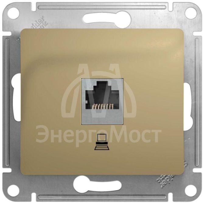 Механизм розетки комп. 1-м СП Glossa RJ45 CAT.5E титан SchE GSL000481K