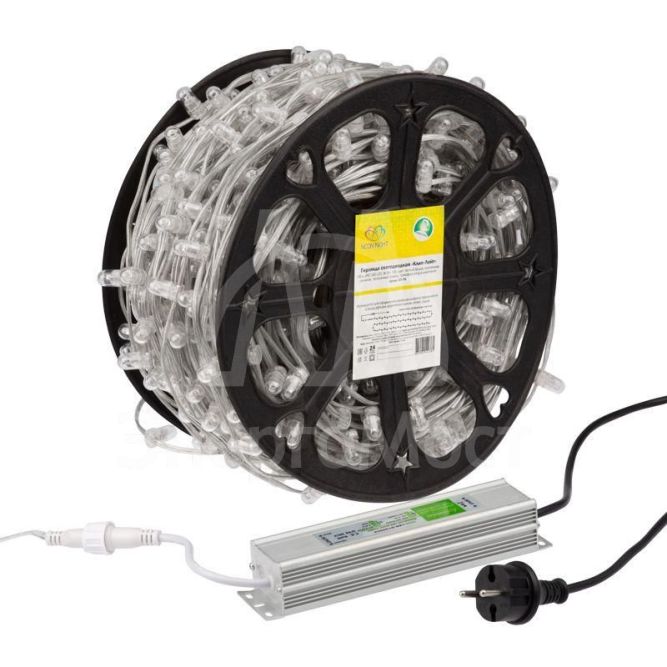 Гирлянда &amp;quot;LED Клип-лайт&amp;quot; 12В 150мм LED тепл. бел. Flashing (бел.) прозр. ПВХ (уп.100м) Neon-Night 325-166