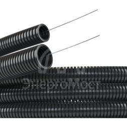 Труба гофрированная ПА d29мм ПВ-2 Dвн.28.3мм Dнар.34.5мм с протяж. черн. (уп.25м) DKC PA612935F2