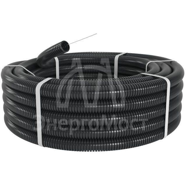 Труба гофрированная ПА d29мм ПВ-2 Dвн.28.3мм Dнар.34.5мм с протяж. черн. (уп.25м) DKC PA612935F2