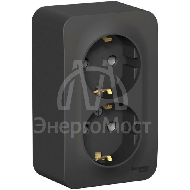 Розетка 2-м ОП BLANCA 16А 250В без шторок с заземл. изол. пласт. антрацит SchE BLNRA010216