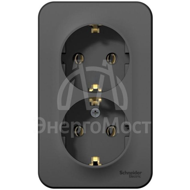 Розетка 2-м ОП BLANCA 16А 250В без шторок с заземл. изол. пласт. антрацит SchE BLNRA010216
