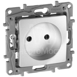 Механизм розетки 1-м СП Etika 2К 16А защ. шторки без заземл. винт. зажимы алюм. Leg 672434